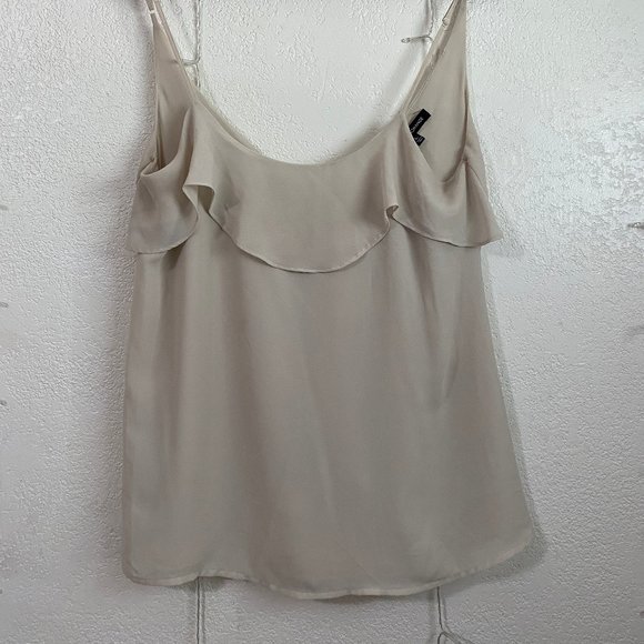 Foreign Exchange Beige flowy shirt sz L - Picture 5 of 7